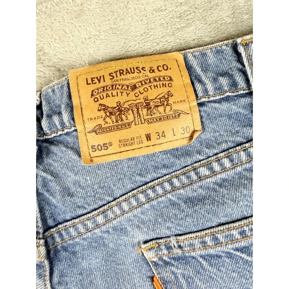 Vtg Levi's 505 Jeans Mens 34x30 Orange Tab Regular Fit Straight Leg US (33x25)